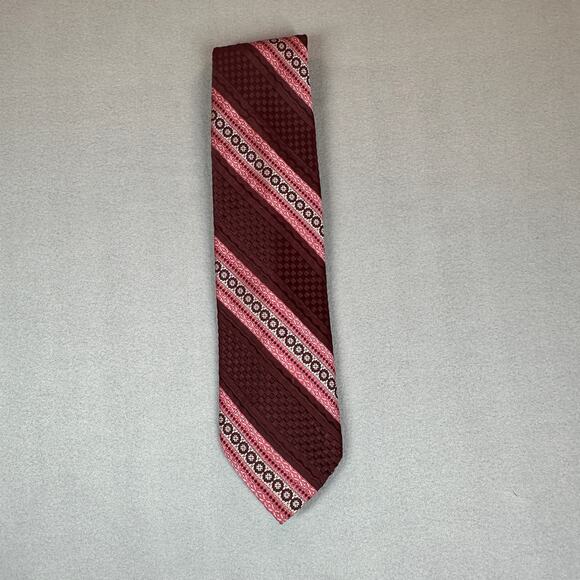 Vintage Sears The Mens Store NeckTie Maroon Red Pink - Picture 9 of 10